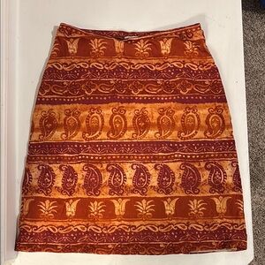 Bohemian Paisley Print Skirt - Orange and Brown